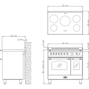 Lofra R BI D96 MFTE/5I Κουζίνα 70lt με Επαγωγικές Εστίες Π90εκ.